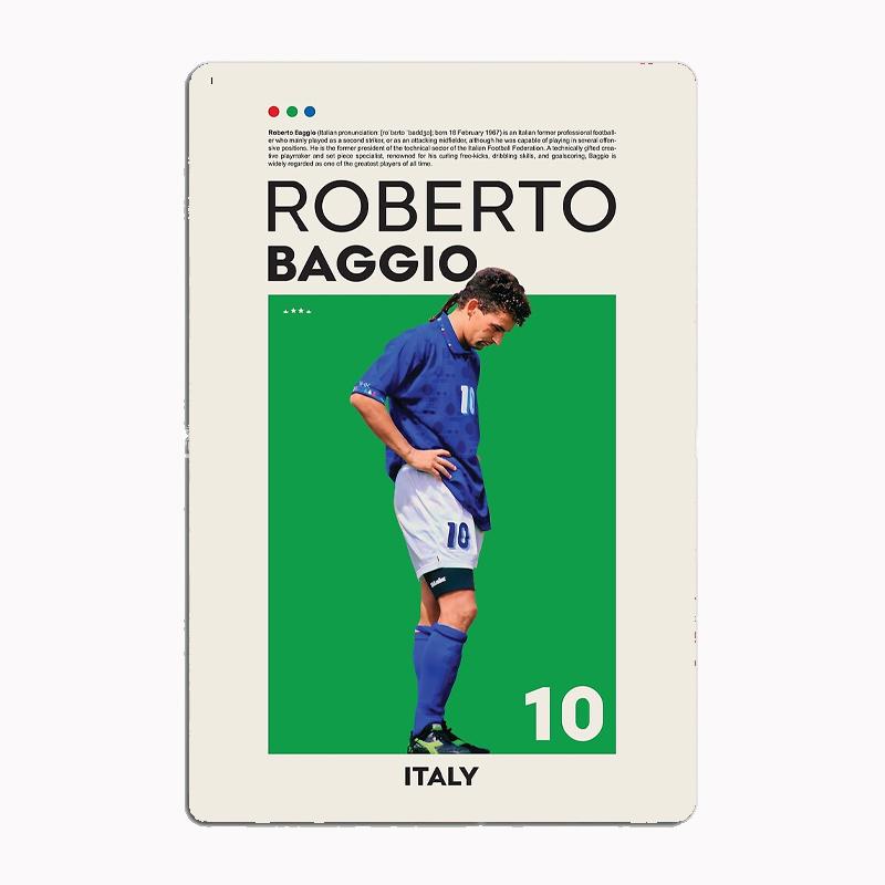 Roberto Baggio Fußballspieler Poster Fußballspieler Metallschild Vereinszimmerdekoration Kundenschild Blechschild Heim Wanddeko