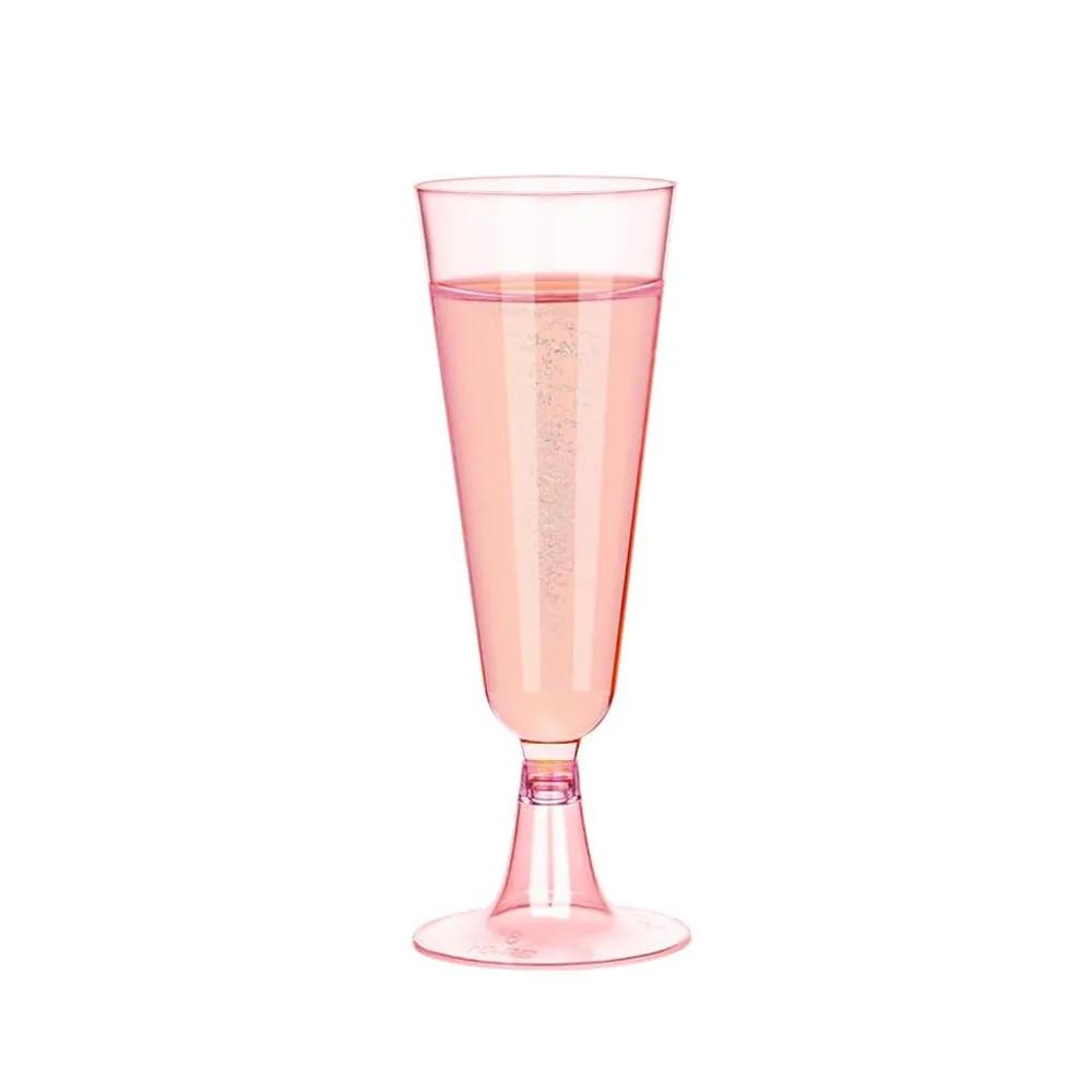 50/25 Champagne Glasses Disposable Cocktail Plastic Red Wine Tall Glasses Gold Powder Martini Glasses Party Bar