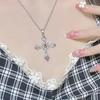 Crystal Cross Pendant Necklace for Women Girls Shiny Sweet Chain Punk Party Fashion Pendant Fashion Y2K Jewelry Accessories