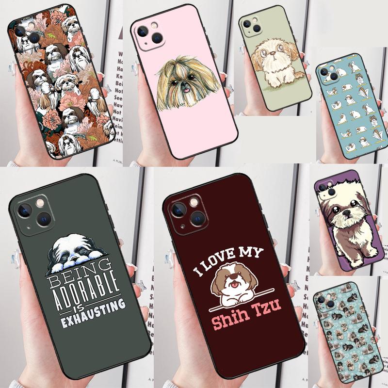 Cartoon Shih Tzu Dog Phone Case For iPhone 16 Pro Max 13 12 Mini 11 14 15 Pro Max XR 16 15 Plus 16e Cover Shell