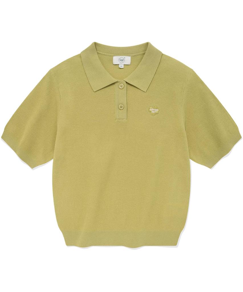 COVERNAT WOMAN Basic Waffle Collar Knit Lime