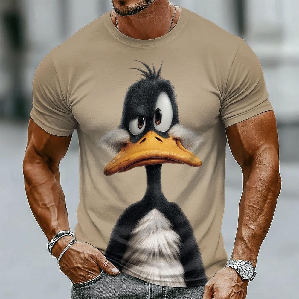 Men's Animated Vintage Style Graphic T Shirt Crew Neck Short Sleeve Casual Streetwear Gift for Duck Lovers Designer Clothing