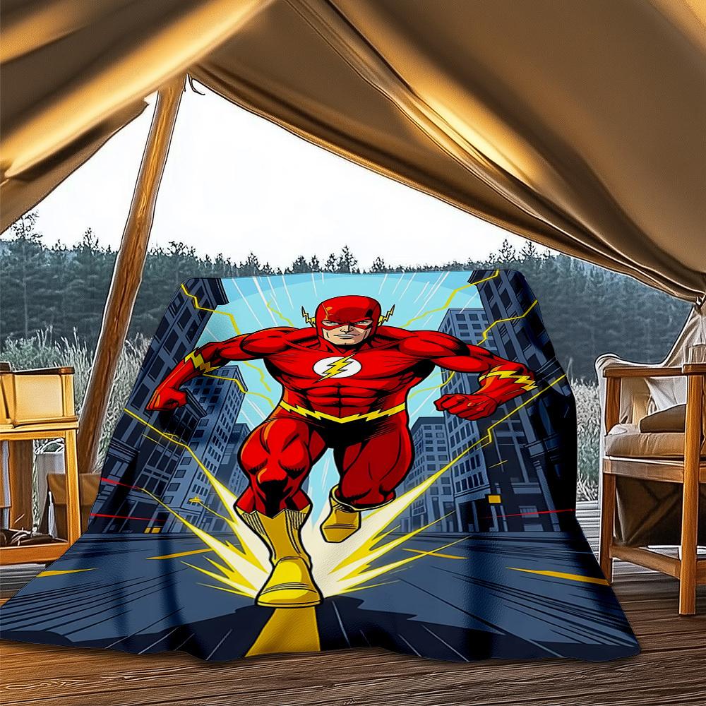 1pc Flash, Superhero Outdoor Flannel Throw Blanket Soft, Lightweight & Warm for Sofa, Office
