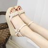 Fashion Casual 2025 Luxury Buckles Wedges Heel Woman Shoes Chic and Elegant Shoe Original Summer Offers Trending Daily Sandals for Women
