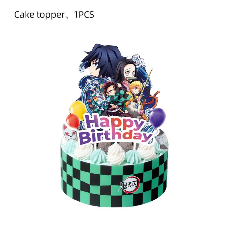 

Детская вечеринка в стиле «Истребитель демонов», украшения для чашек, баннеры, наклейки на воздушные шары Big Cake Topper 1pcs