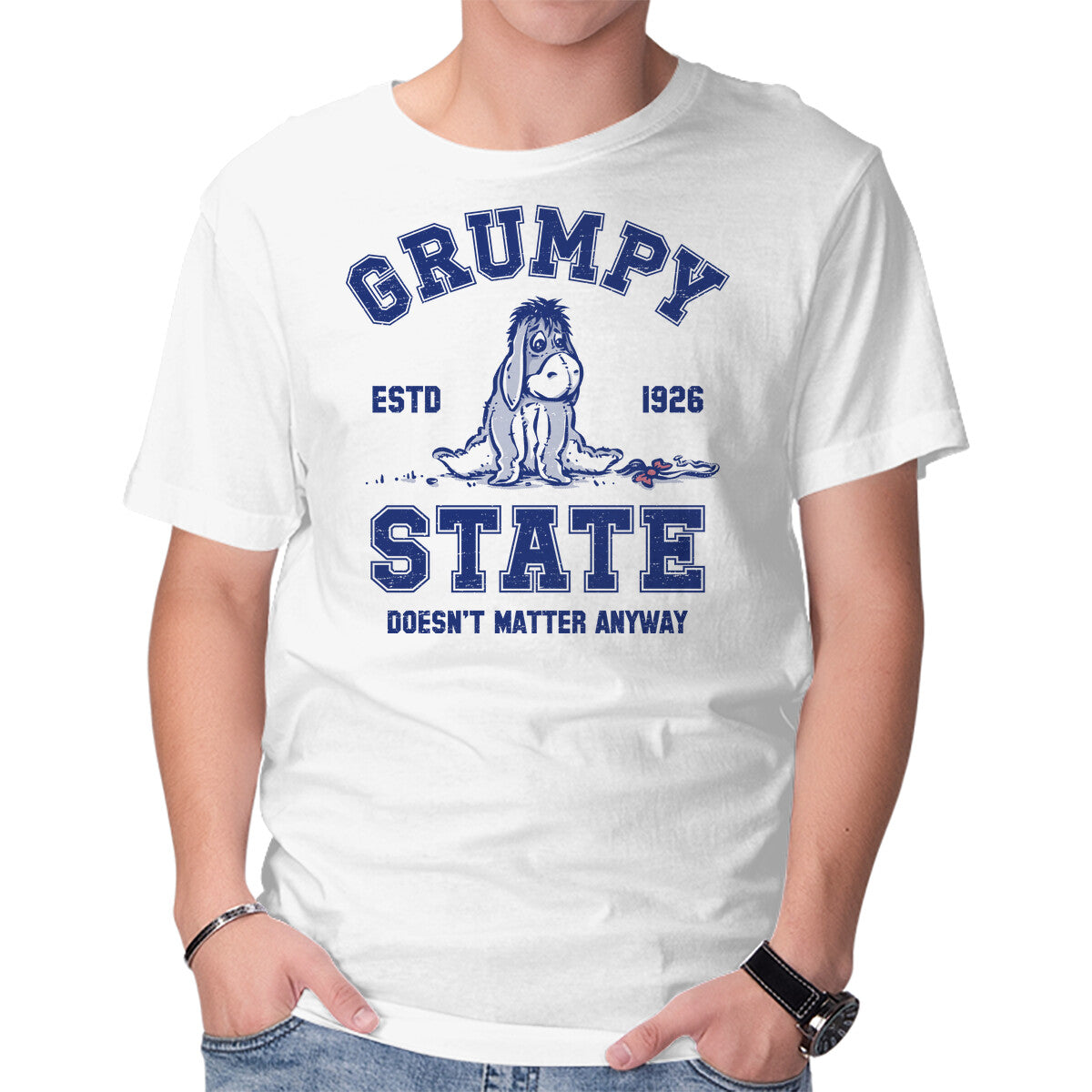 Unisex Crew Neck T-Shirt Grumpy State Graphic Short Sleeve Casual Tee S