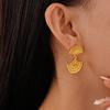 Vintage Heavy Industry Fan Geometric Silver Needle Earrings Real Gold Electroplating Premium Earrings
