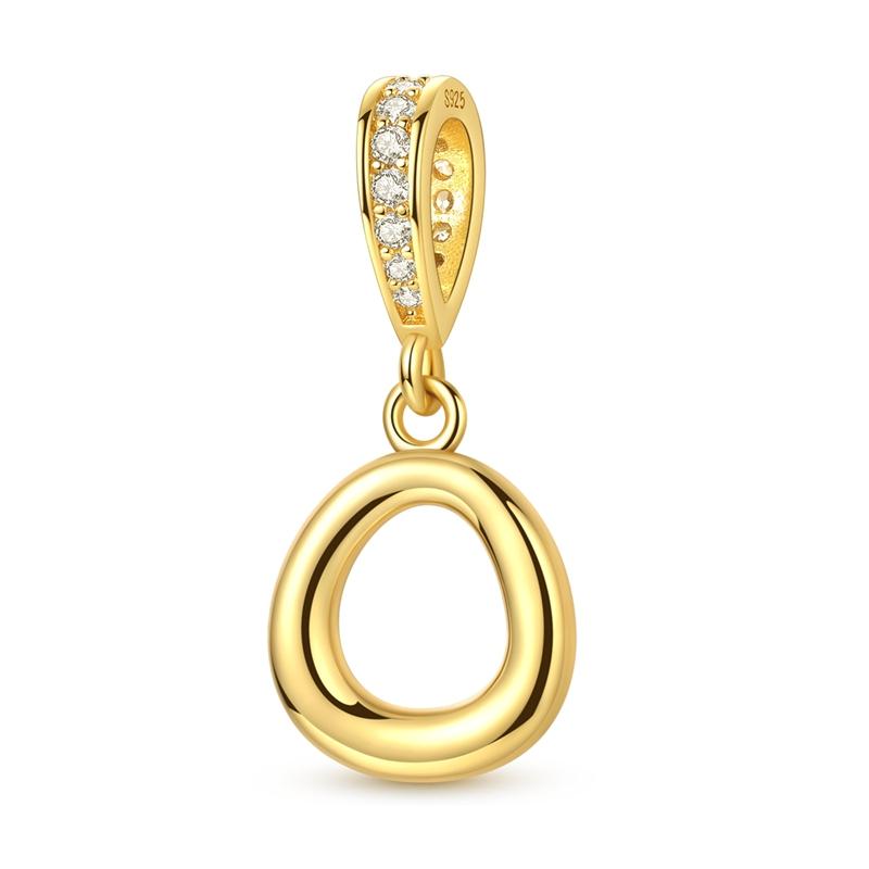 New Copper Golden Charm Beads 26 Letters Pendant For Original Bracelet Women Diy Gift
