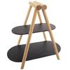 Stone wooden platter, 2-tier, 41x24x38.5 cm