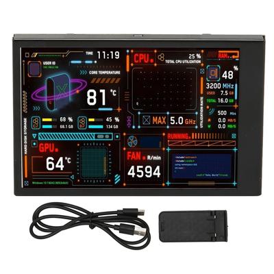 Bilgisayar Sıcaklık Monitörü 3.5 İnç IPS Kısılabilir Çift USB C Tema Editörü Özelleştirilebilir PC CPU Veri