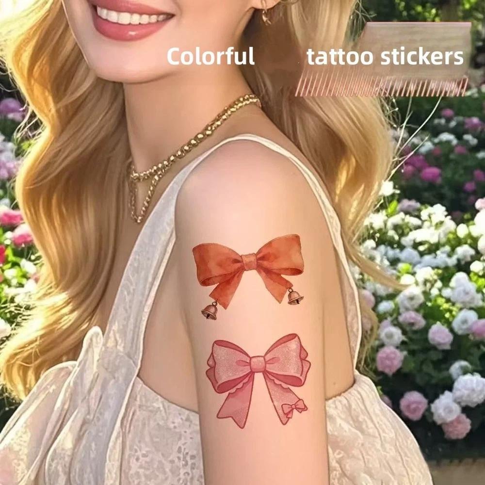 Pink Bowknot Ribbon Colorful Bow Tattoo Stickers Waterproof Makeup Stickers  Live House