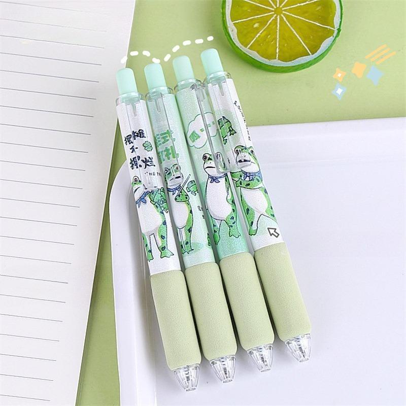 16Pcs Cute Cartoon Frog Neutral Pen Funny Pressing Pens Lovely Panda Smoothly Writing Pens School Student Stationery Supplies