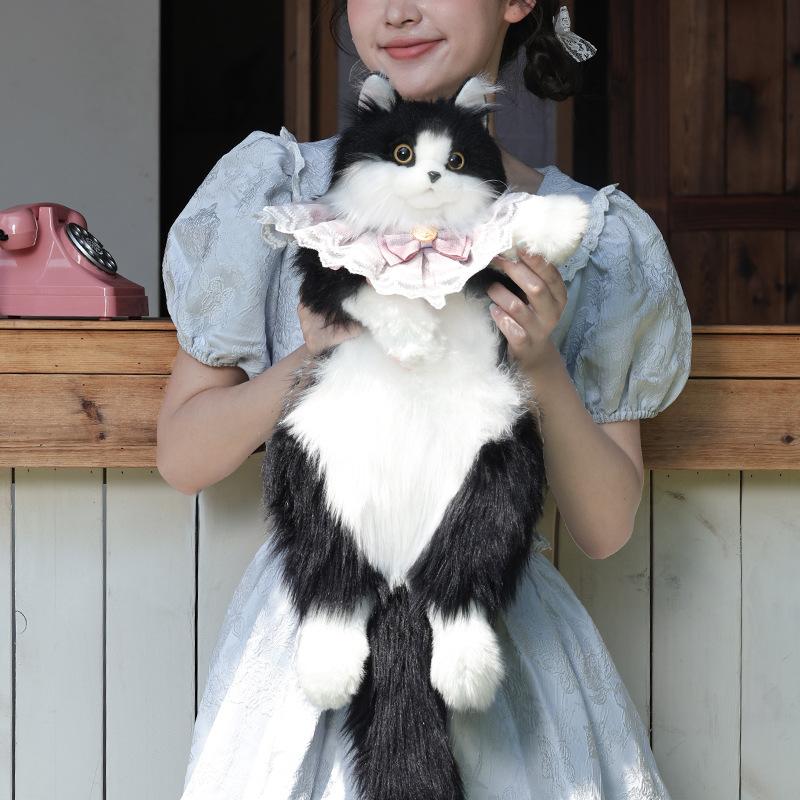 Handmade Plush Kitten Backpack Stuffed Animal Cat Tuxedo Fashion Gift For Women Kids Anniversary Birthday Lolita Decor With Gift