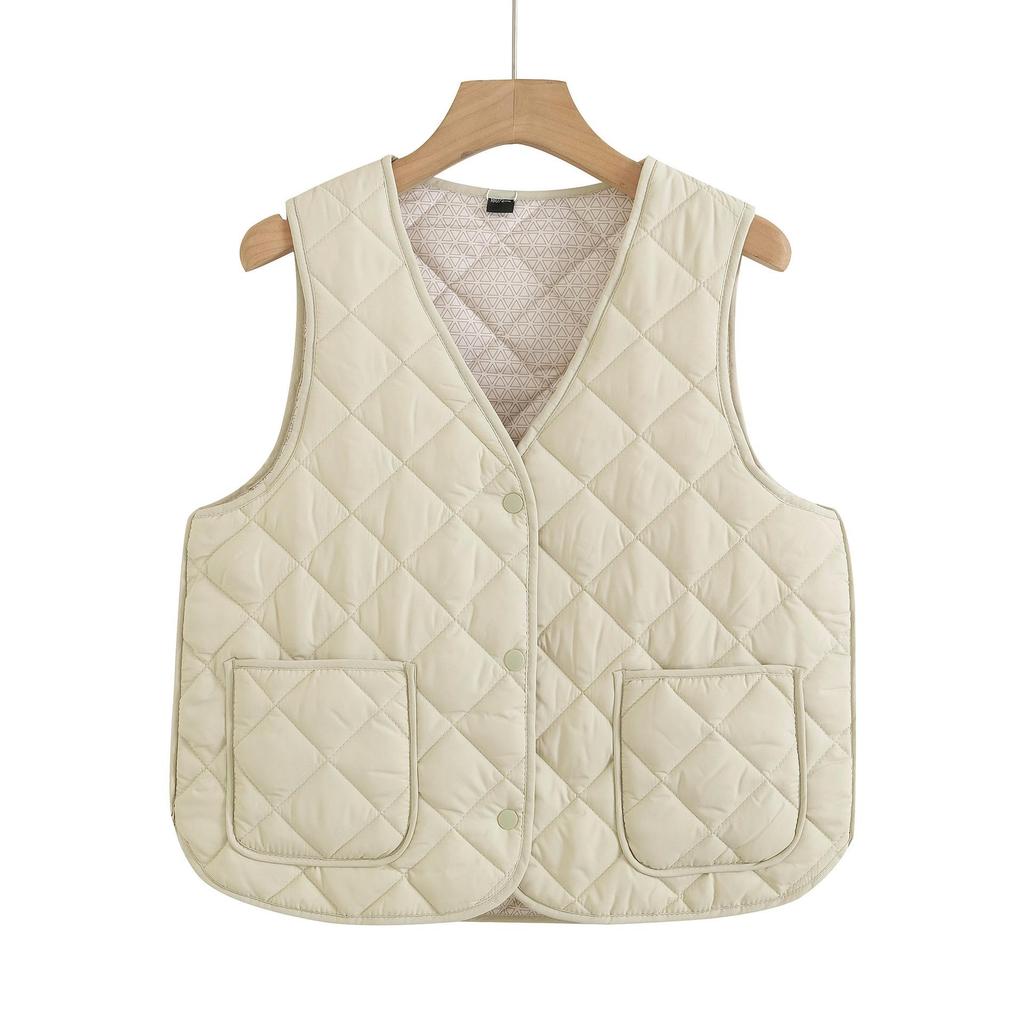 Down Cotton Vest Women's Inner Wear Autumn and Winter New Slim-fit Bottom Inner Wear Vest Medium Thin Warm Vest Vest
