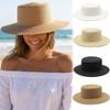 Handwoven Straw Beach Sun Hat Wide Brim Sunscreen Hat Fashionable Panama Cap  Women Summer