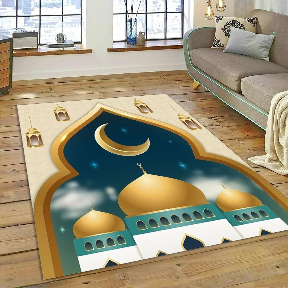 Muslimischer Islam Gebetsteppich zur Wohnzimmerdekoration Teppiche Zuhause Sofa Kaffeetisch Rutschfest Schlafzimmer Bettseite Bodenmatte Waschbar