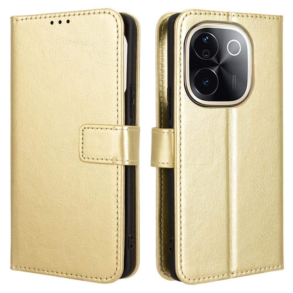 For Vivo T3 Pro 5G/iQOO Z9s Pro 5G Case Crazy Horse Texture PU Leather Phone Wallet Cover