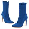 Stretch Slim Ankle Boots For Women Shoes Fashion Sexy High Heels Short Socks Boot Ladies Blue Red Party Dance Shoes Big Size 48