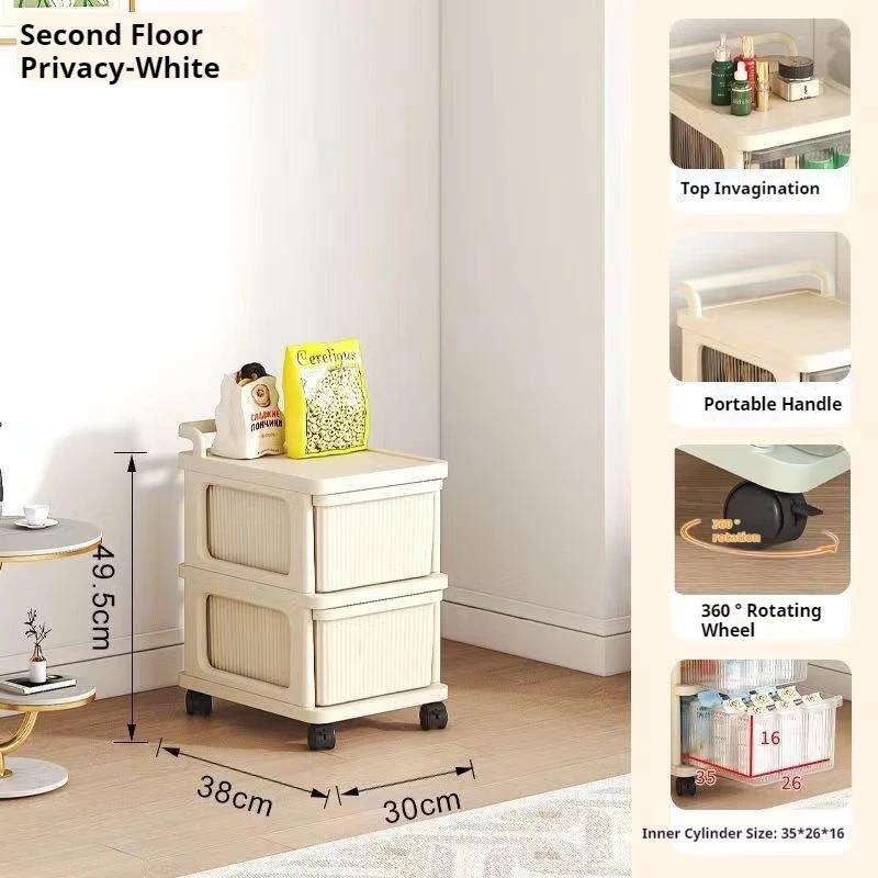 Transparent Multilayer Trolley Storage Shelf Drawer-Type Rolling Storage Cart With Handle Mobile Cosmetics Snack Storage Rack