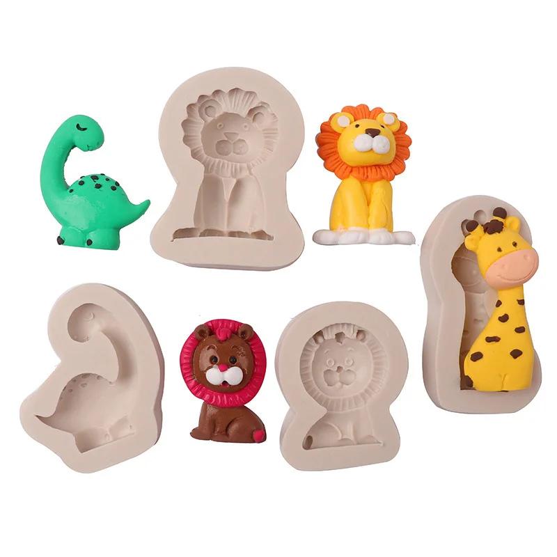 Silikonowa forma do masy cukrowej Zwierzęta Safari w Dżungli Niedźwiedź Lew Żyrafa Królik Panda Forma do Dekorowania Tortu na Przyjęcie Urodzinowe Baby Shower