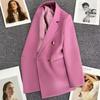 Kore Moda Rahat Kadın Düz Renk Cep Blazer Takım Elbise Uzun Kollu Hırka Çok Renkli Blazers Ceket