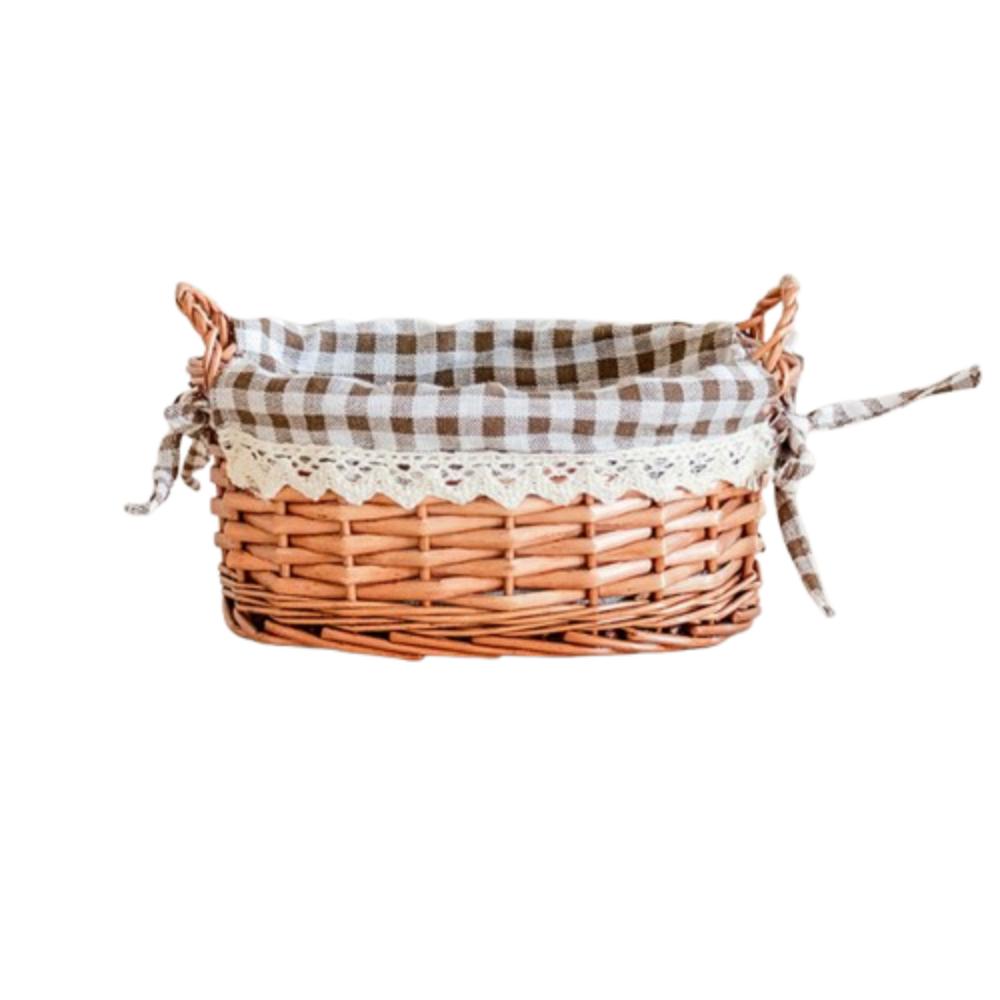 Handmade Desktop Weaving Basket Two-Sided Handle Willow Weaving Toy Basket  Home Decor