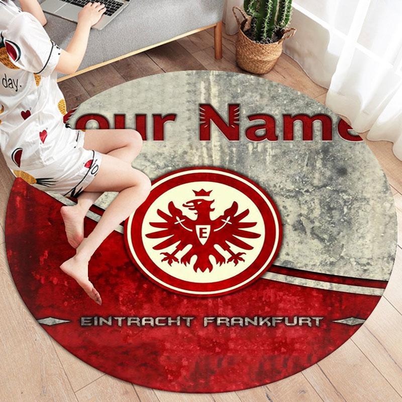 Eintracht Frankfurt Custom Name Round Area Rug,Carpet Rug for Living Room Bedroom Sofa Playroom Decor,Non-slip Floor Mat