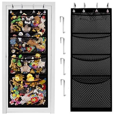 1 x Organizer-Hängegestell für Stofftierspielzeug, 4 erweiterbare Netztaschen für Stofftiere, große Plüsch-Ausstellungstaschen für Jungen und Mädchen