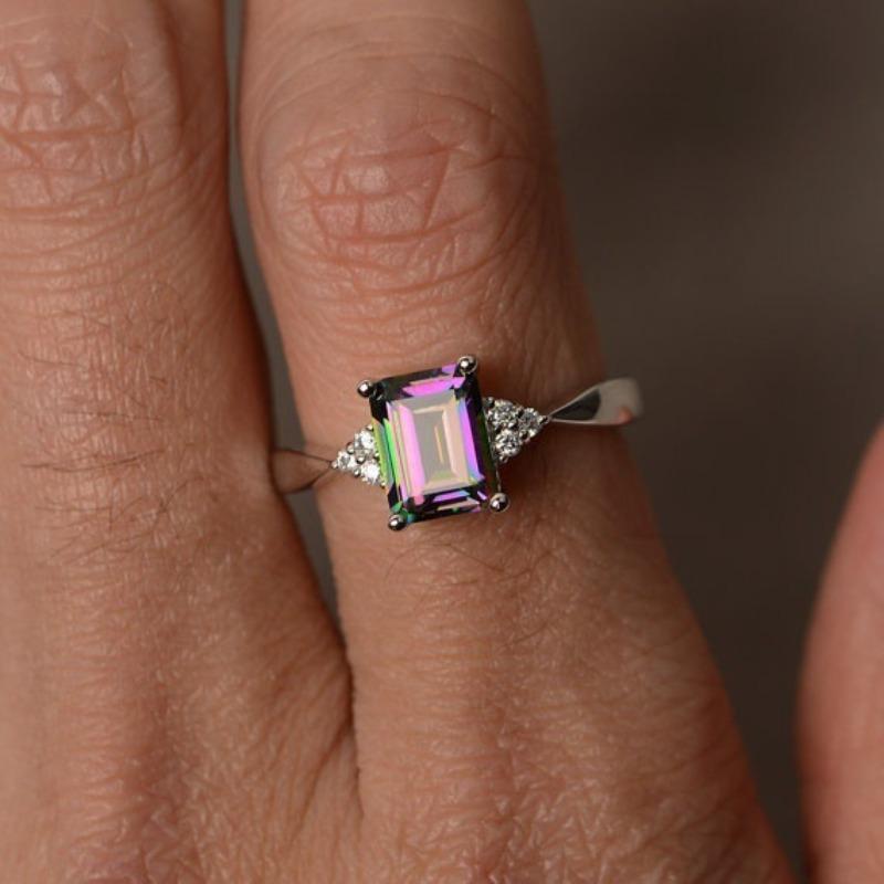 Mary Rainbow Cubic Zirconia Ring - Creative & Unique Rainbow Gemstone Setting