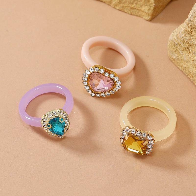 Trendy Pink Peach Heart Ring for Women - Full Diamond Zirconia Heart Design, Niche Handcrafted and Colorfast.