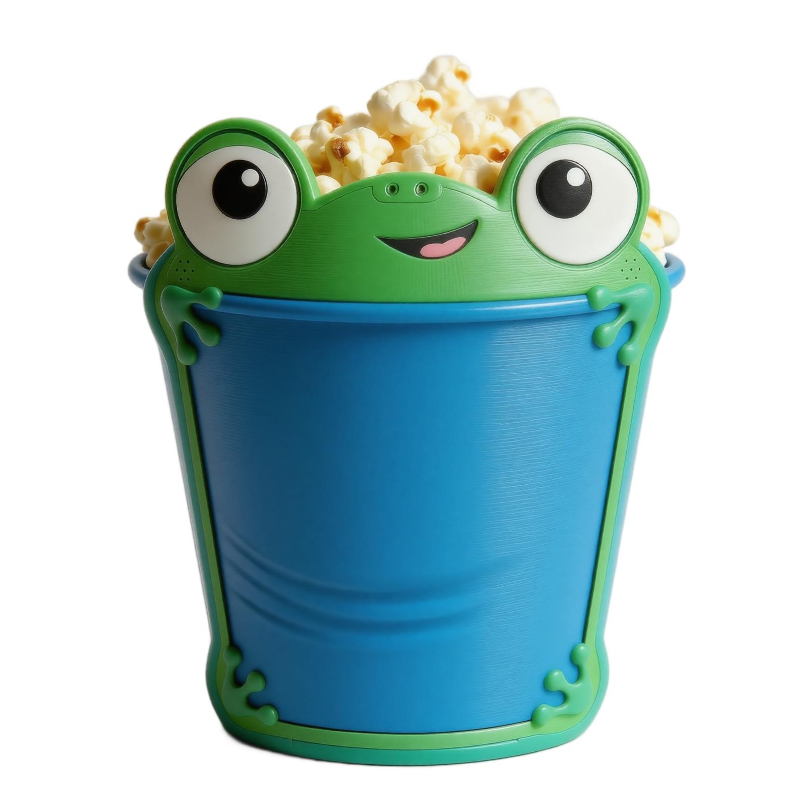 

Large Capacity Popcorn Bucket with Frog Design Durable Food-Grade Plastic Material Suitable for Movie Nights and Parties Reusable Snack Container One Size зелений