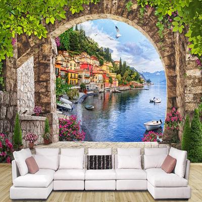 Papeles de Pared 3D Estéreo Arco Ciudad Edificio Murales Sala de Estar Dormitorio Restaurante Papel Pintado Decoración del Hogar