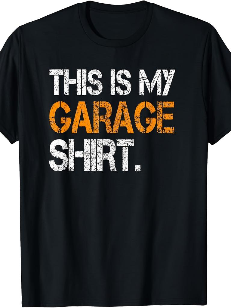 For Dad Father'S Day for Daddy Son Matching This Is My Garage T-Shirt Retro Casual Short-Sleeved T-Shirt with a Round Ne