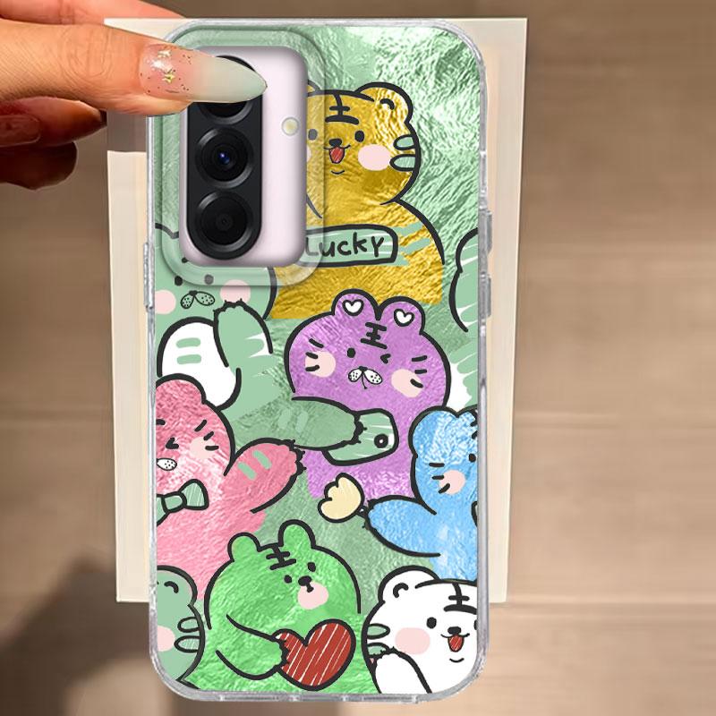 Case For For Samsung Galaxy A56 A36 A16 A25 A35 A26 S25 S24 Plus Ultra FE Phone Cover Orange Cat Cartoon For Samsung A55 TPU Bag