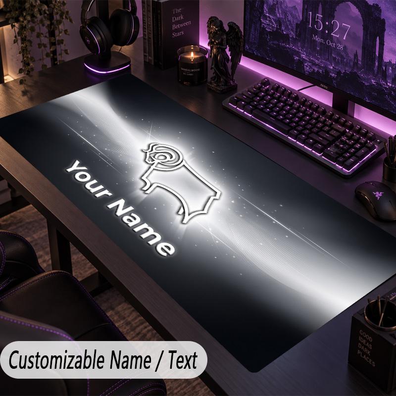 Large Mouse PadDerby County Custom Name Text Personalized Desk Mat Non Slip Gaming Pad