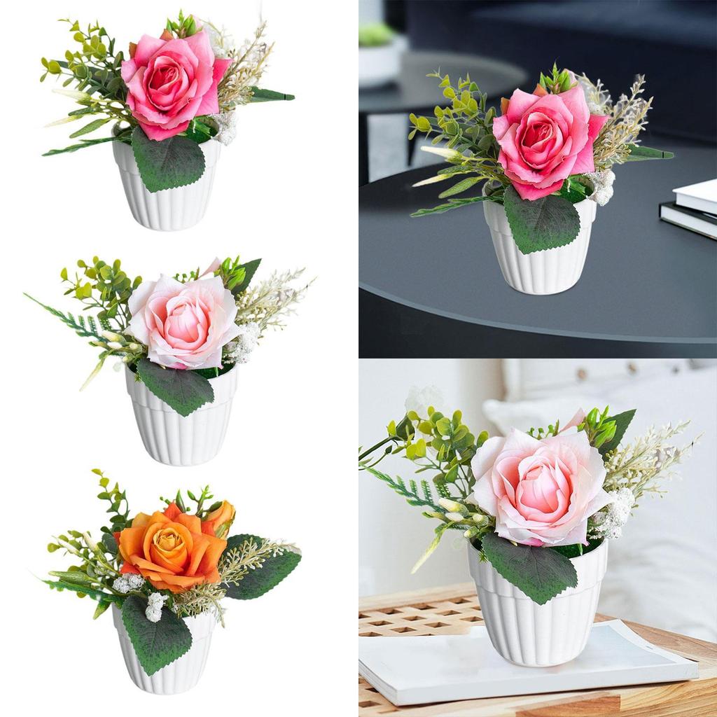 Artificial Potted Rose Flowers Fake Plants Potted Decor Nordic Design Realistic