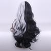 Anime 65 cm CRUELLA de Vil Schwarz & Weiß Langes Lockiges Haar für Deville Hitzebeständige Cosplay Kostüm Perücken Zubehör