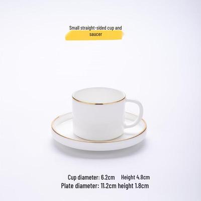 Shangqi Simple Gold Rim Bone China Coffee Cup and Saucer Set