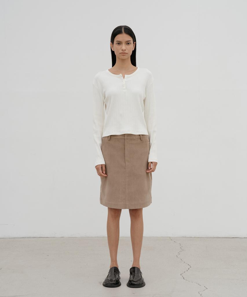 D Noah Braid Corduroy Skirt (Beige)