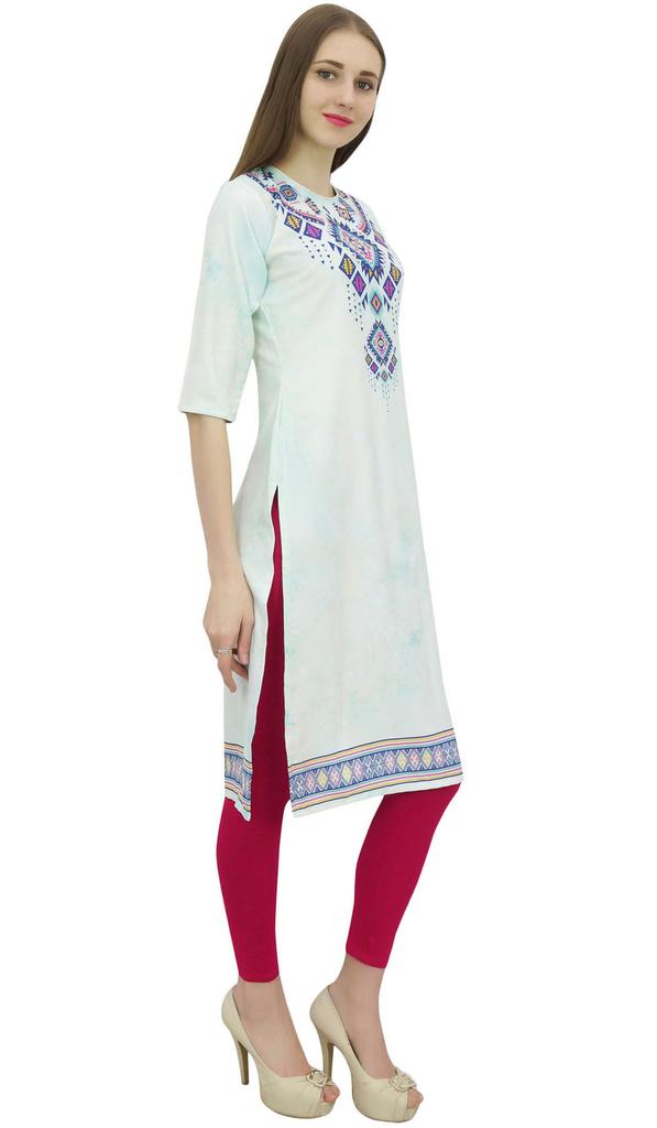 Bimba Women's Casual Digital Printed Kurta Green Ethnic Kurti Designer