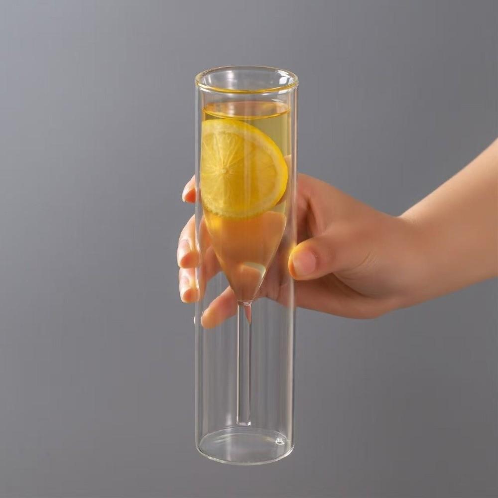 Shatter-Resistant Champagne Glasses Double Wall Bubble Wine Cup Bar Tool Glass Drink Cup  Weddings