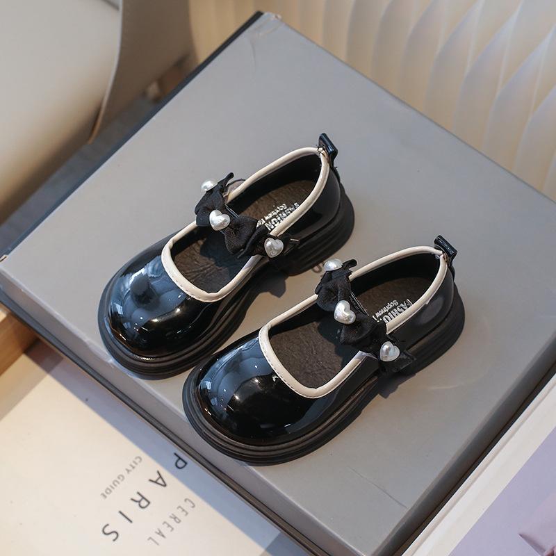 Girls Princess Shoes British Style Leather Shoes 2025 Spring and Autumn New Children's Performance Shoes Girls Bow Fashion Shoes