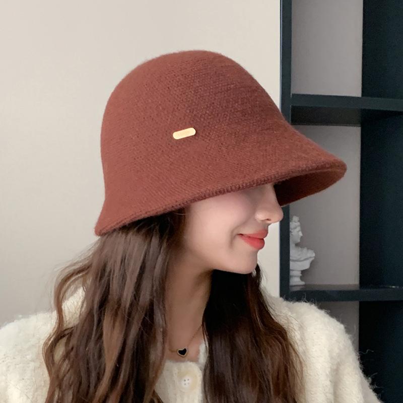 Autumn And Winter Bucket Hat Women'S Solid Color Small Brim Basin Hat Fashionable White Outdoor Warm Cold Show Face Small Bucket Hat