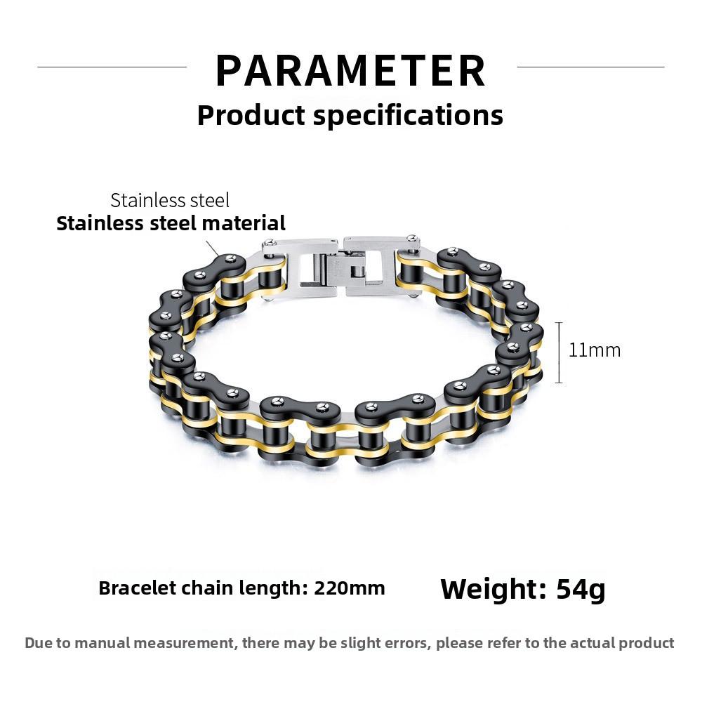 Męska Bransoletka ze Stali Nierdzewnej Łańcuch Rowerowy – OPK Punkowy Motocyklowy Styl