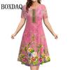 Summer Women Dresses Ethnic Fashion Plus Size Dresses Short Sleeve Elegant Loose Retro Ladies Dresses Casual 3D Printed Clothing