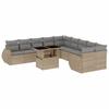 Vidaxl 11-Cz. Garden Furniture Set With Cushions, Beige, Poly Rattan