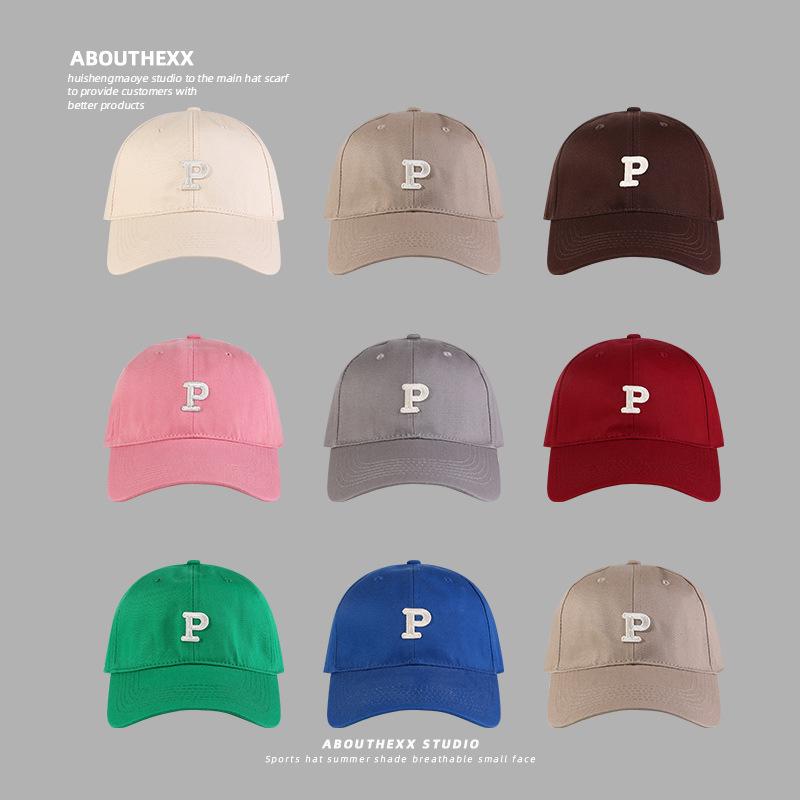 Hat Women's Simple P Letter Baseball Hat Korean Version Versatile Couple Baseball Hat Outdoor Sports Casual Sun Hat Men