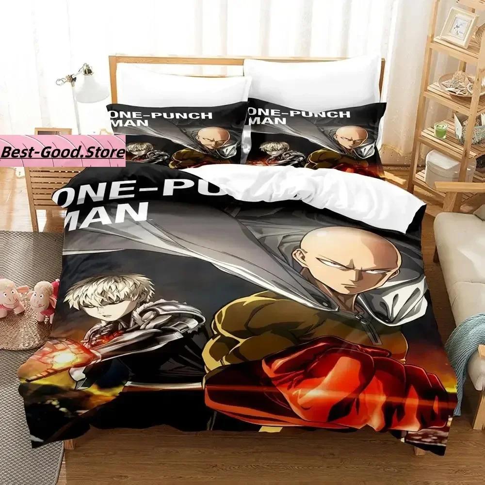 One Punch Man Sängkläder Set Enkelt Twin Full Queen King Size Sängset Aldult Barn Sovrum Påslakanset 3D Anime lakan set