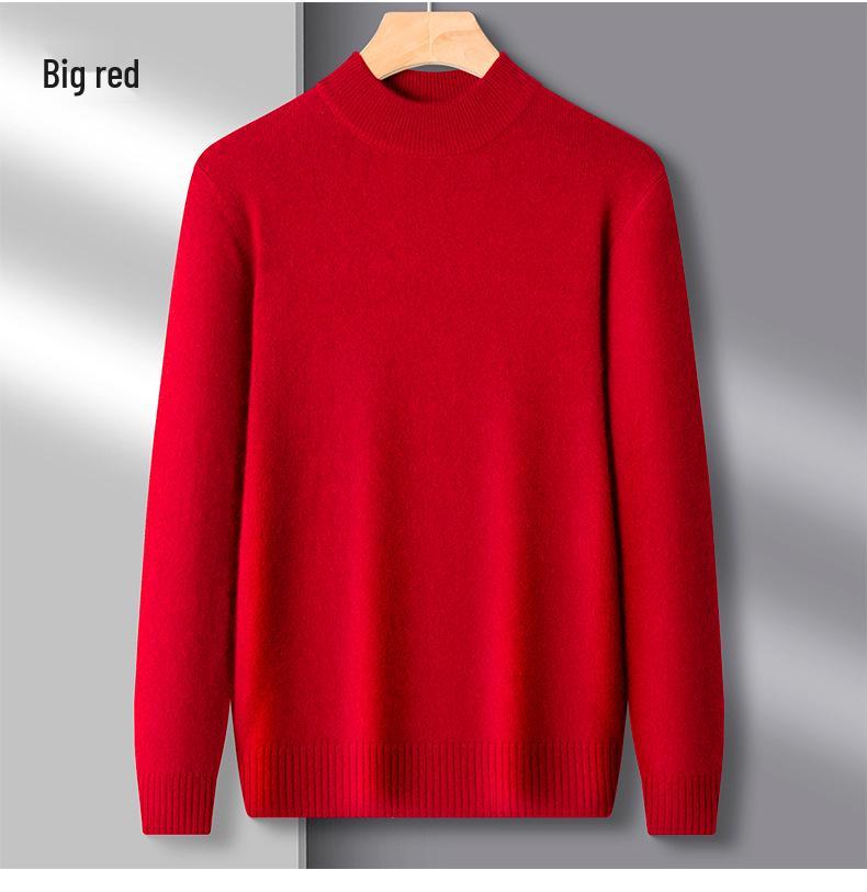 Men's Half-High Collar Thick Knit Sweater - Autumn/Winter Velvet Business Layer
