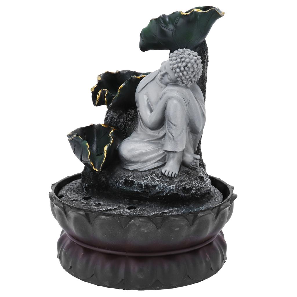 Sitting Sleeping Buddha Statue Water LED Fountain Ornaments for Home Office Desktop DecorEU Plug